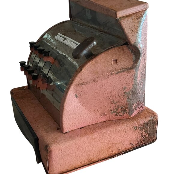 Vintage Tom Thumb Toy Cash Register Red Metal 1950's-1960's USA Pop Up Numbers - Picture 5 of 9